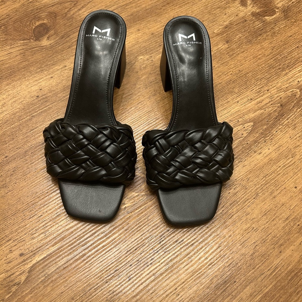 Marc Fisher Black Braided Heels